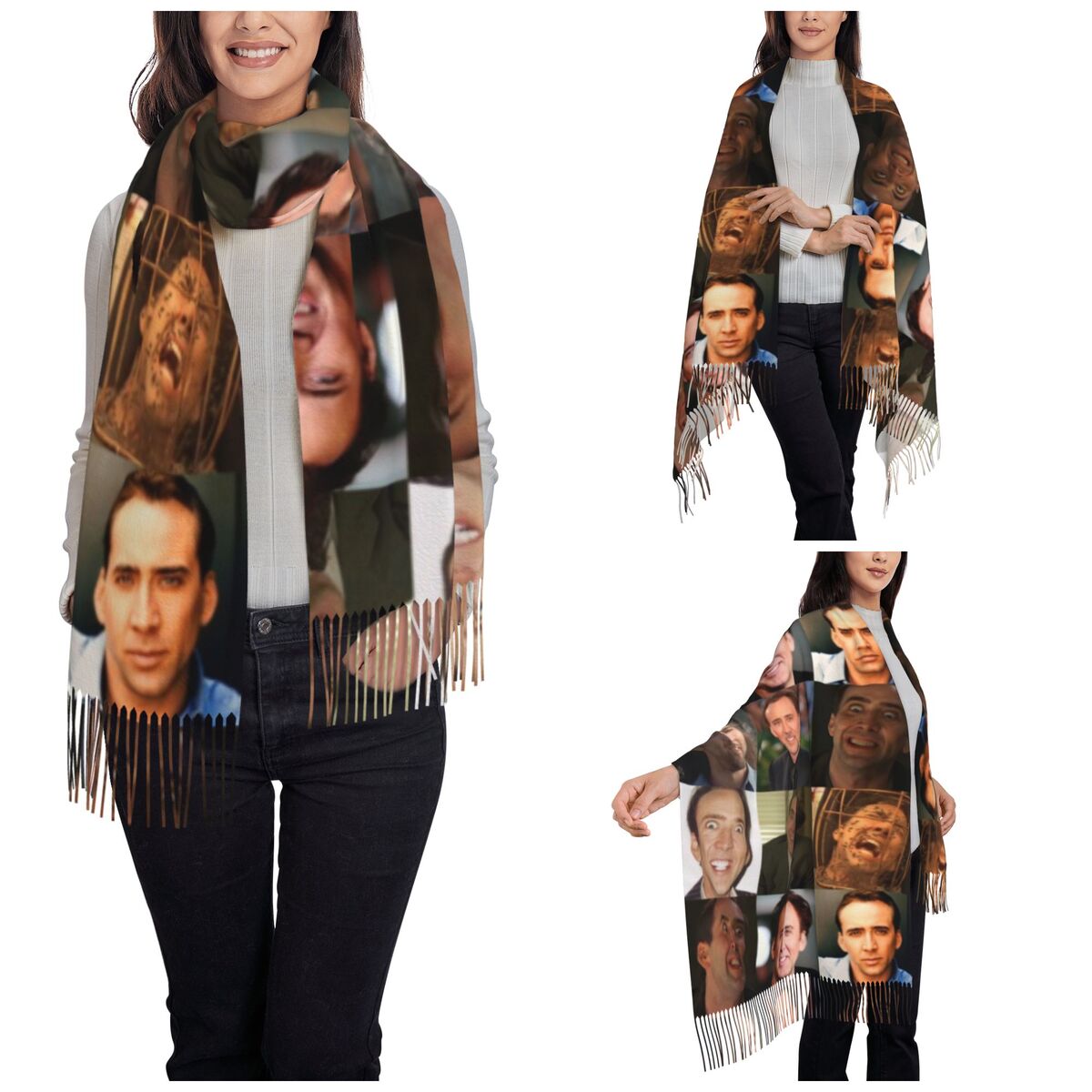 Nicolas Cage Funny Face Meme S - огляд і ціна Pashmina Wrap Large