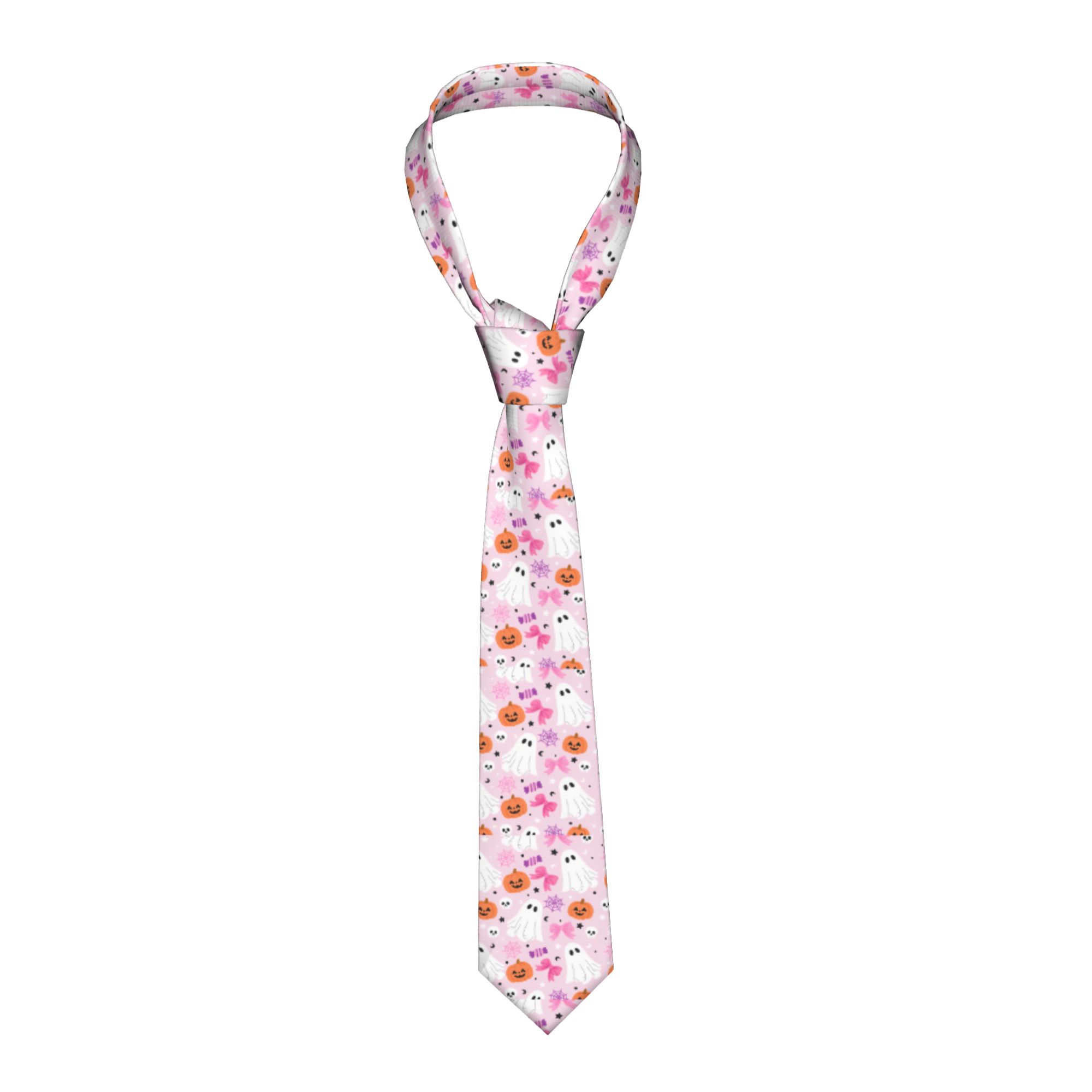 Pink Halloween Ghosts Pattern  - огляд і ціна Skinny Tie Men