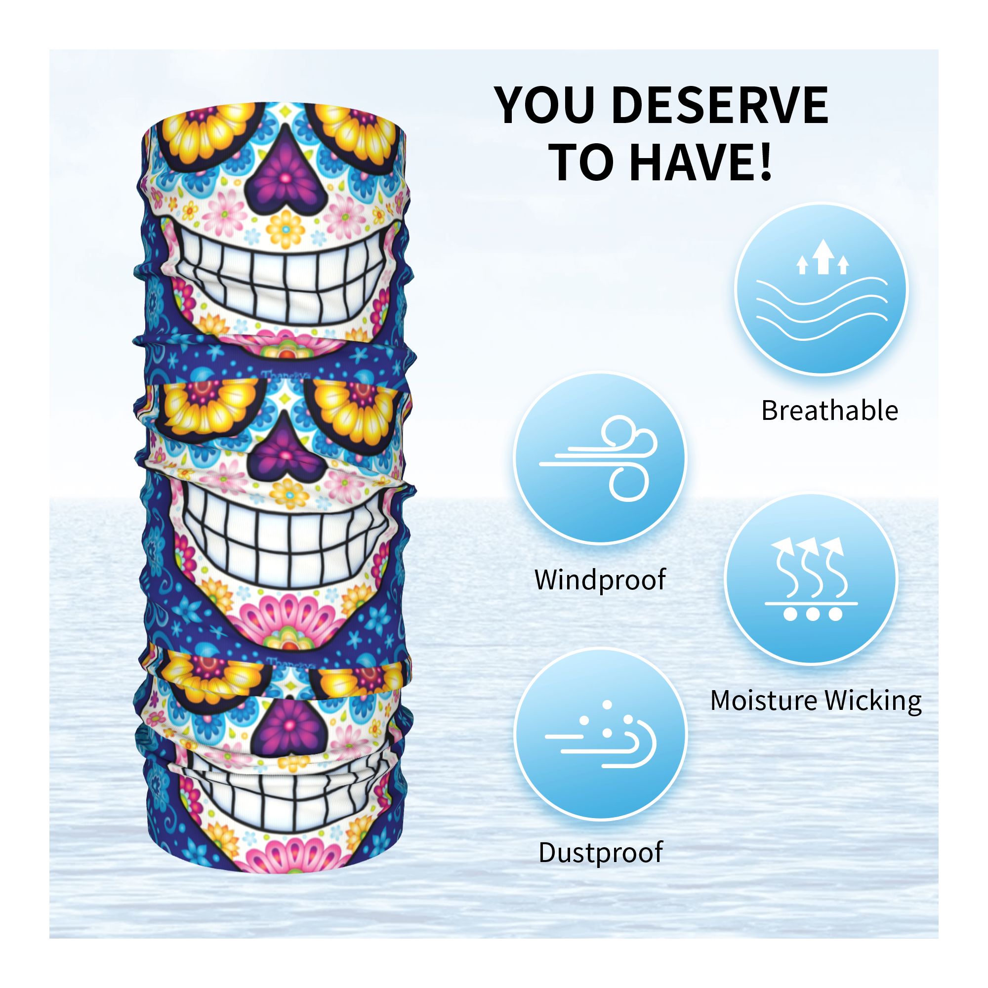 Custom Day Of The Dead Sugar S - огляд і ціна Neck Warmer Tube