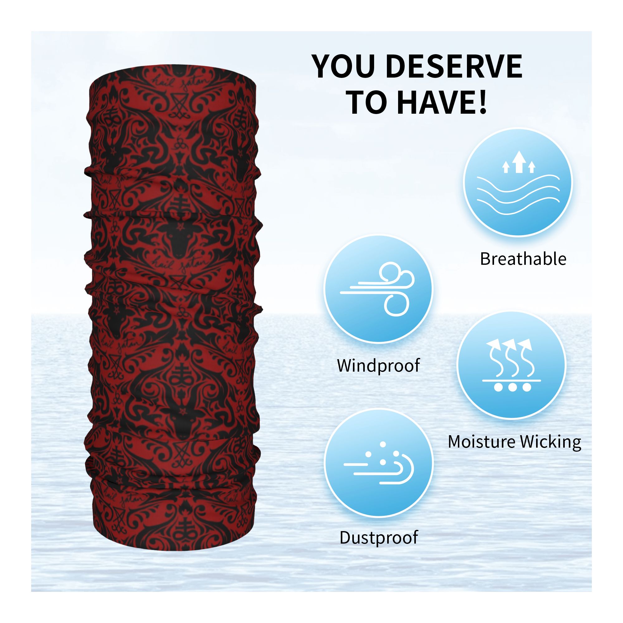 Baphomet Damask Hail Satan Bla - огляд і ціна Neck Warmer Tube