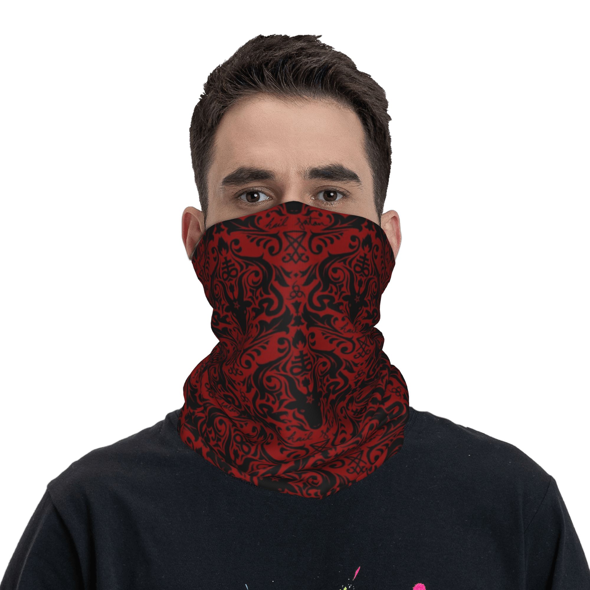 Baphomet Damask Hail Satan Bla - огляд і ціна Neck Warmer Tube