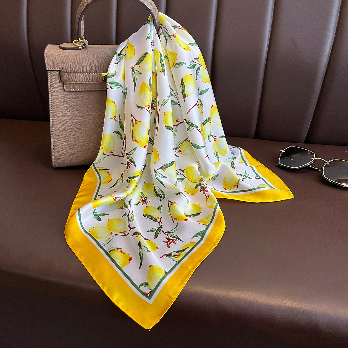 2025 New Yellow Lemon Print Sq - огляд і ціна Ascot Neck Scarf