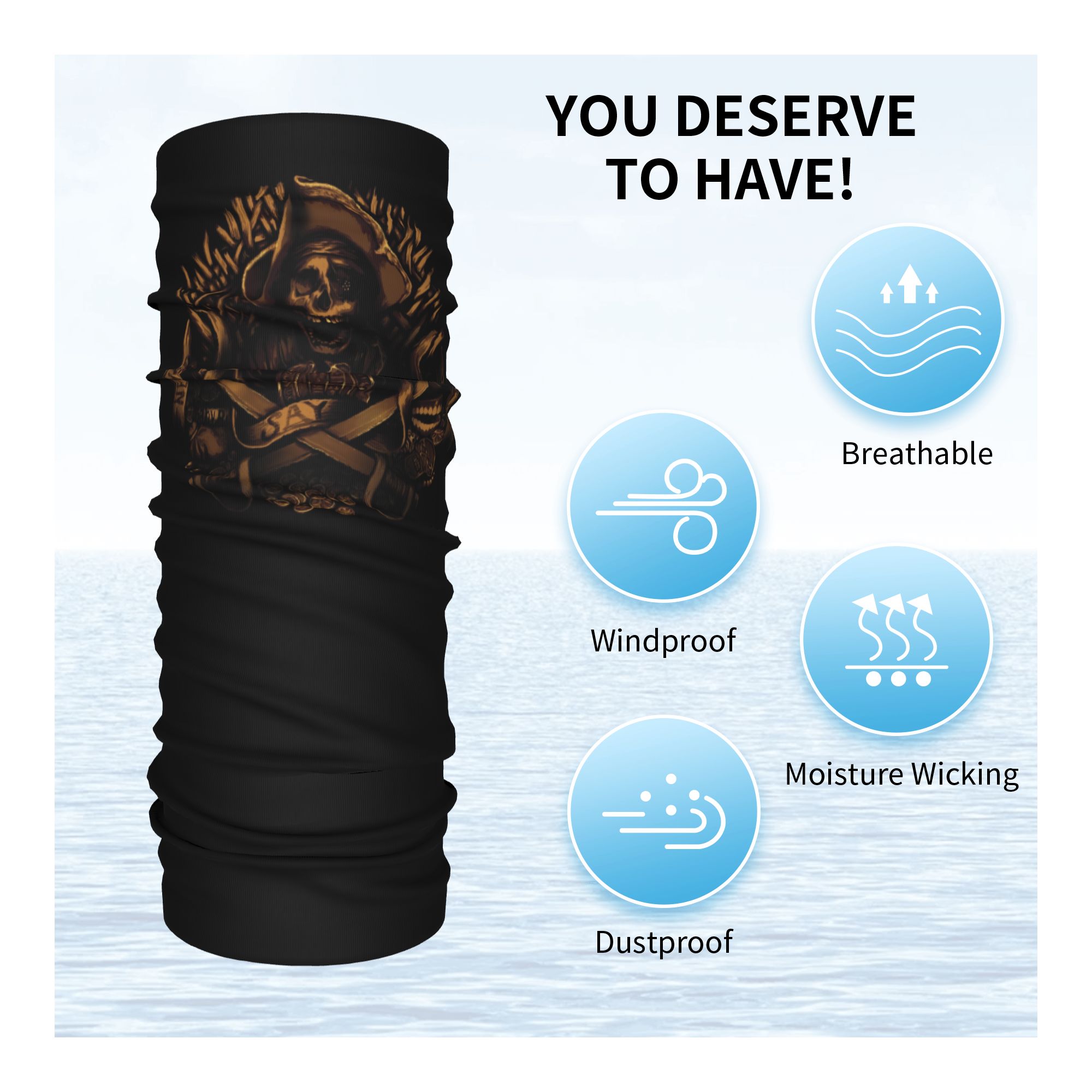 Custom Never Say Die Pirate Sk - огляд і ціна Neck Warmer Tube